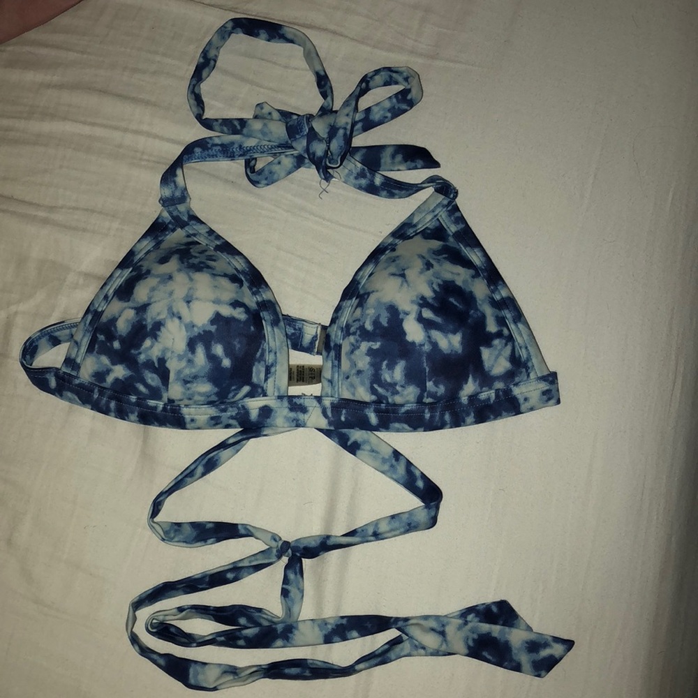blue tie dye push up bikini top